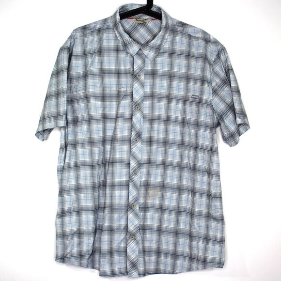 Simms Mens Large Nylon Blend Plaid Fishing Outdoor Button Up Shirt C1087 - Picture 1 of 6